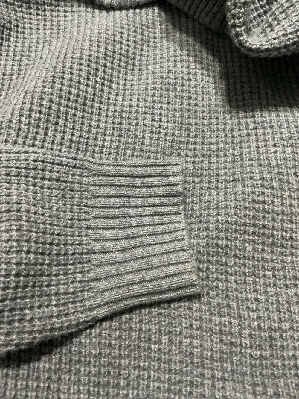 Banana Republic Merino Wool Waffle Knit Mock-Neck Henley Sweater Gray Size M